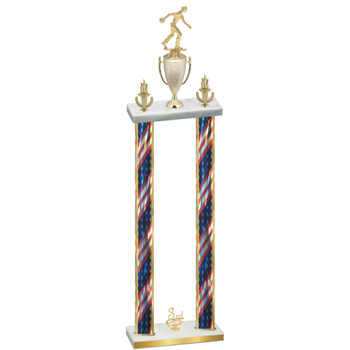 Double Flag USA Third Place Bowling Trophy