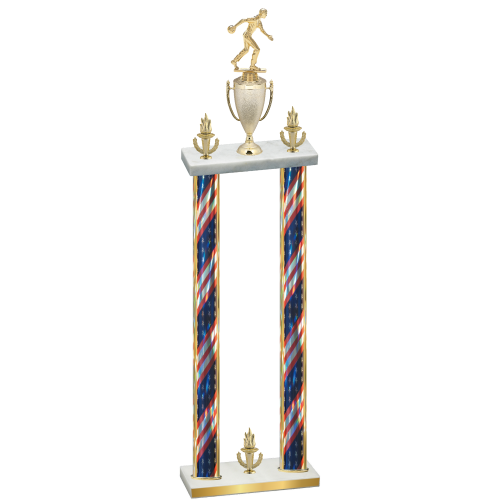 Double Flag USA Victory Bowling Trophy