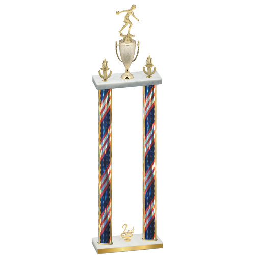 Double Flag USA Second Place Bowling Trophy