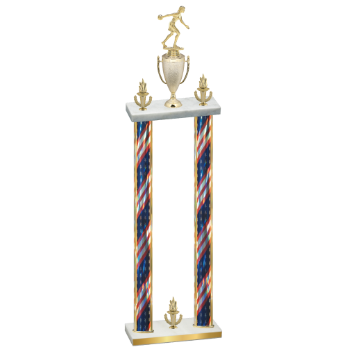 Double Flag USA Victory Bowling Trophy