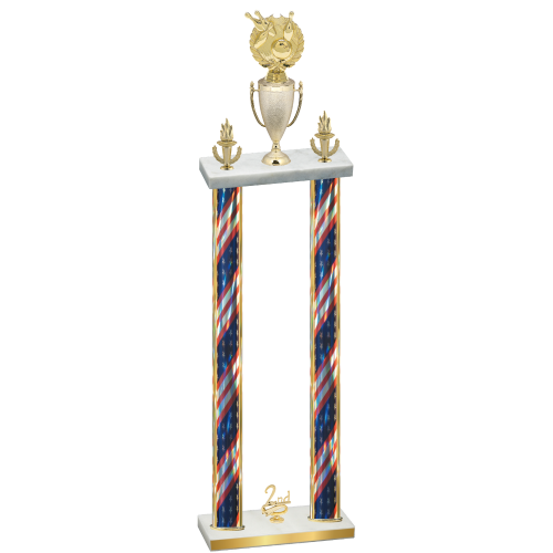 Double Flag USA Second Place Bowling Trophy