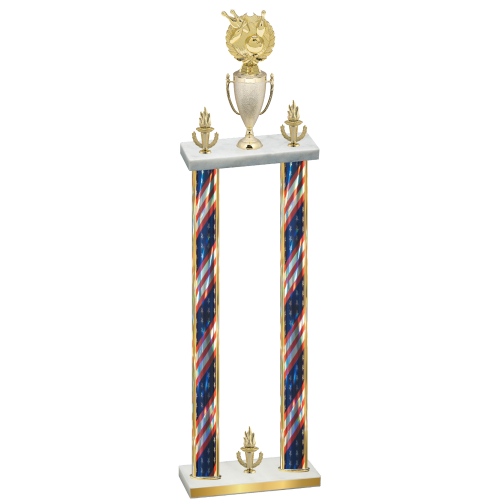 Double Flag USA Victory Bowling Trophy