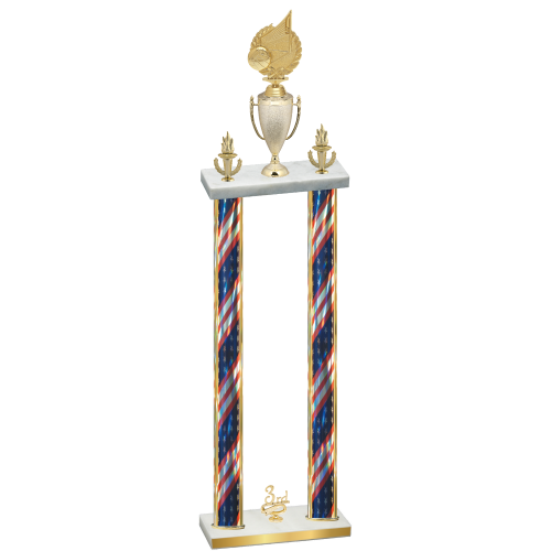 Double Flag USA Third Place Volleyball Trophy