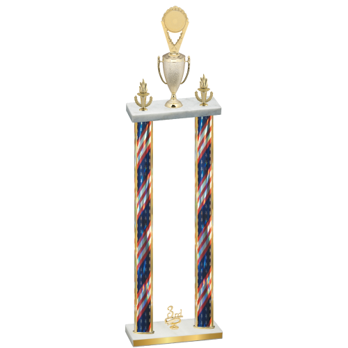 Double Flag USA Third Place Insert Trophy