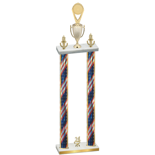 Double Flag USA Year Insert Trophy
