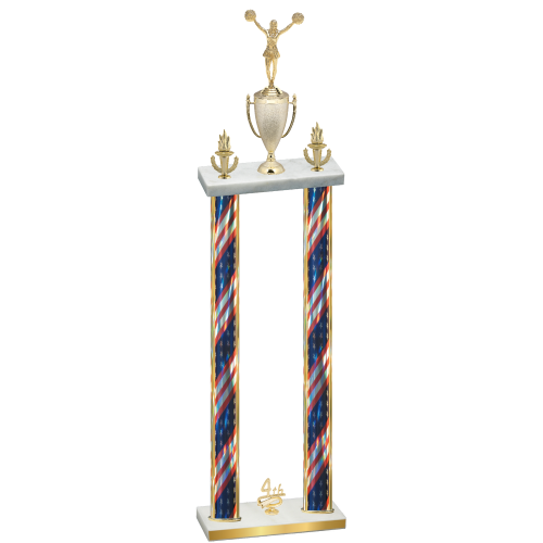 Double Flag USA Fourth Place Cheerleading Trophy