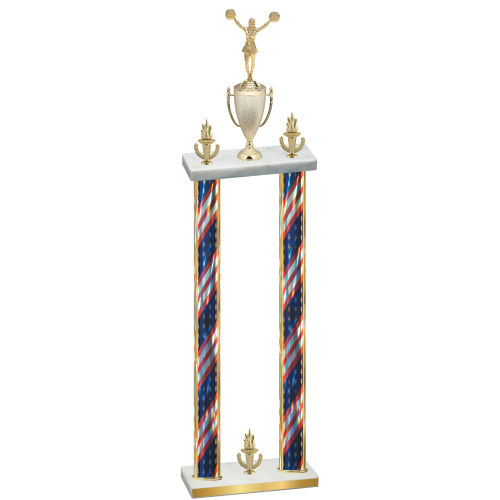Double Flag USA Victory Cheerleading Trophy