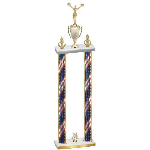 Double Flag USA Year Cheerleading Trophy