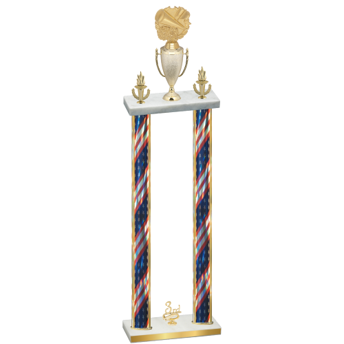 Double Flag USA Third Place Cheerleading Trophy