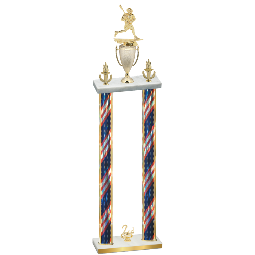 Double Flag USA Second Place Lacrosse Trophy