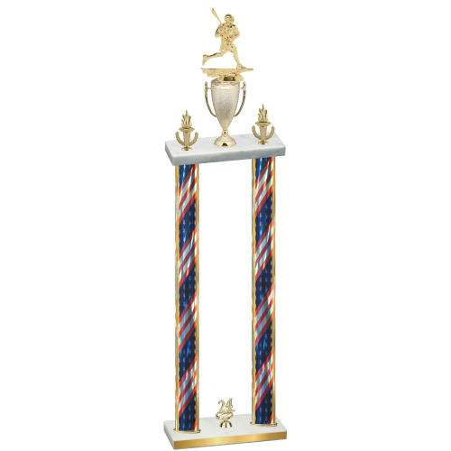 Double Flag USA Year Lacrosse Trophy
