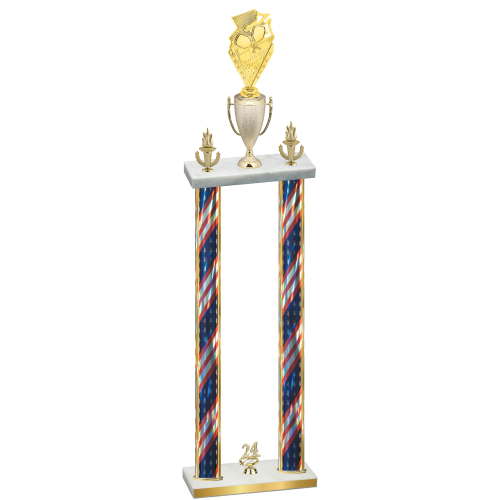Double Flag USA Year Pickleball Trophy