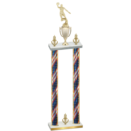 Double Flag USA Victory Basketball Trophy