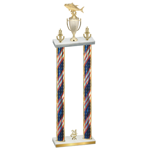 Double Flag USA Year Fishing Trophy