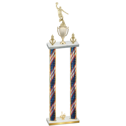 Double Flag USA First Place Basketball Trophy