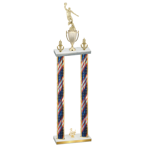 Double Flag USA Third Place Basketball Trophy