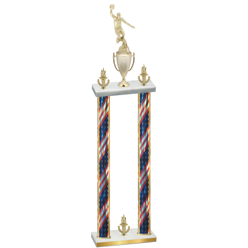 Double Flag USA Victory Basketball Trophy