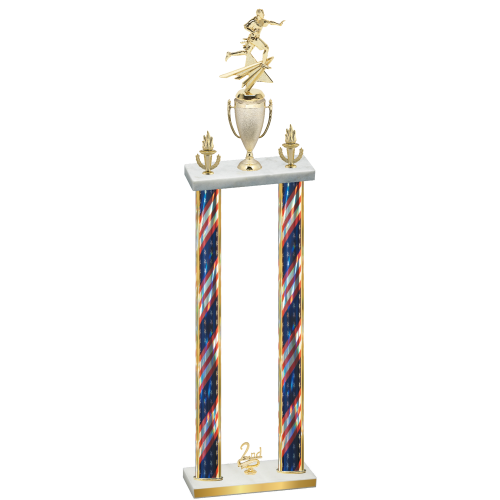 Double Flag USA Second Place Flag Football Trophy