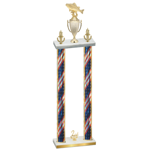 Double Flag USA Second Place Fishing Trophy