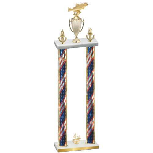 Double Flag USA Fourth Place Fishing Trophy