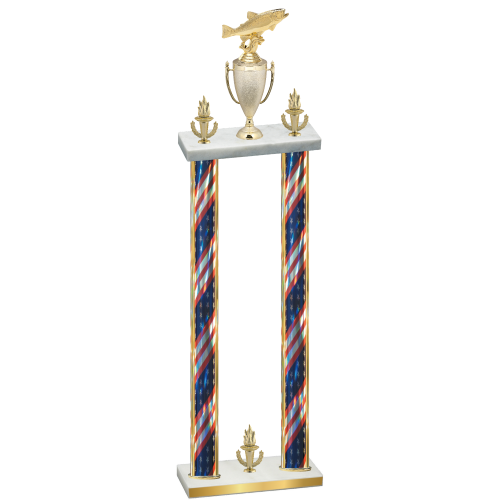 Double Flag USA Victory Fishing Trophy