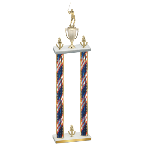 Double Flag USA Victory Golf Trophy