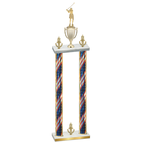 Double Flag USA Victory Golf Trophy