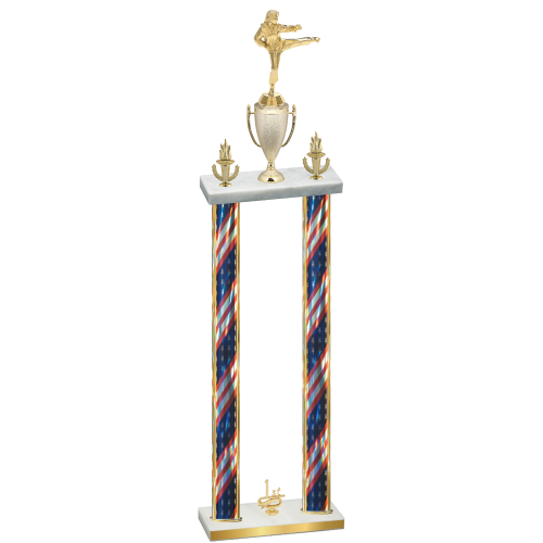 Double Flag USA First Place Karate Trophy