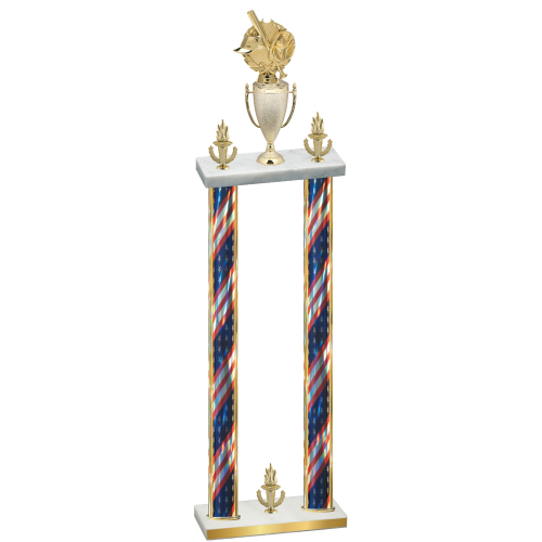 Double Flag USA Victory Baseball Trophy