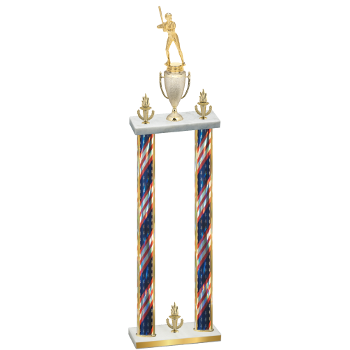 Double Flag USA Victory Softball Trophy