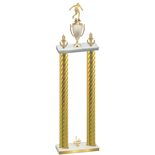 Double Gold Carbon Fiber First Place Soccer Trophy