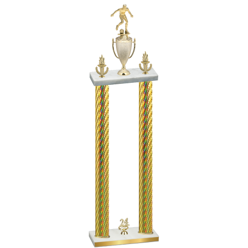 Double Gold Carbon Fiber Year Soccer Trophy