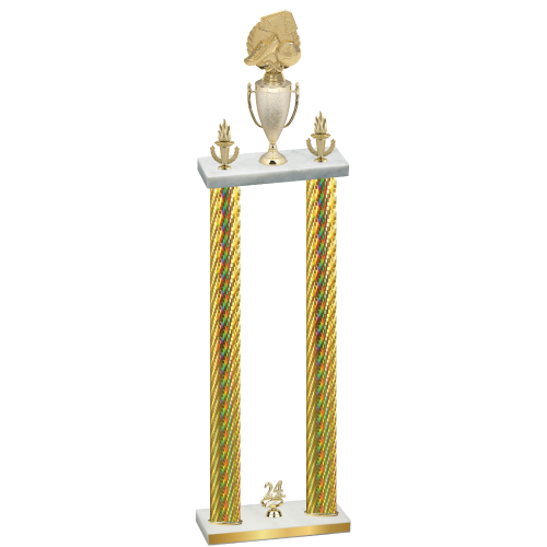Double Gold Carbon Fiber Year Soccer Trophy