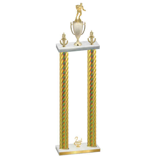 Double Gold Carbon Fiber Second Place Rugby Trophy