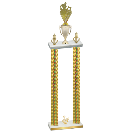 Double Gold Carbon Fiber Second Place Rugby Trophy