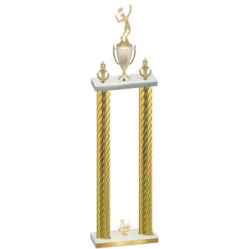 Double Gold Carbon Fiber Third Place Tennis Trophy