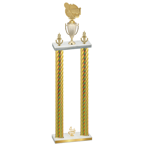 Double Gold Carbon Fiber Fourth Place Tennis Trophy