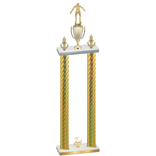Double Gold Carbon Fiber Second Place Wrestling Trophy