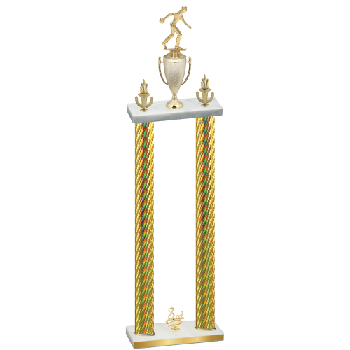 Double Gold Carbon Fiber Third Place Bowling Trophy