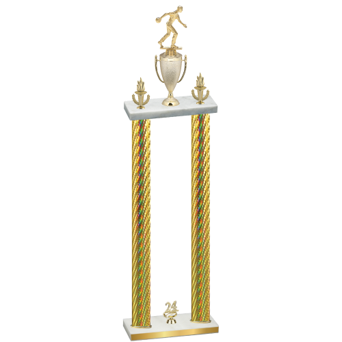 Double Gold Carbon Fiber Year Bowling Trophy