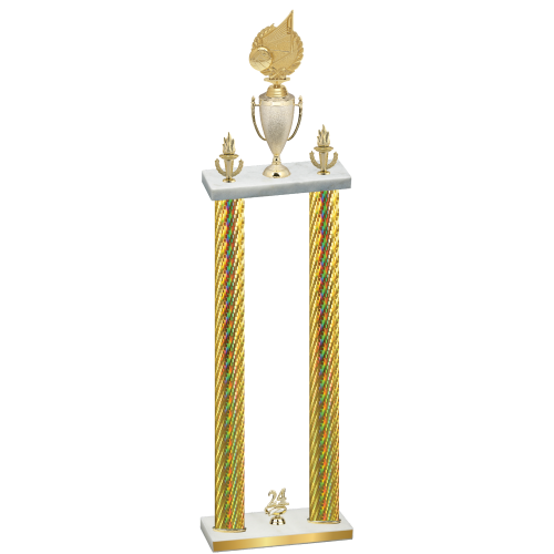 Double Gold Carbon Fiber Year Volleyball Trophy