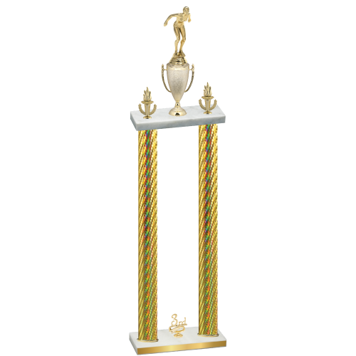 Double Gold Carbon Fiber Third Place Tennis Trophy