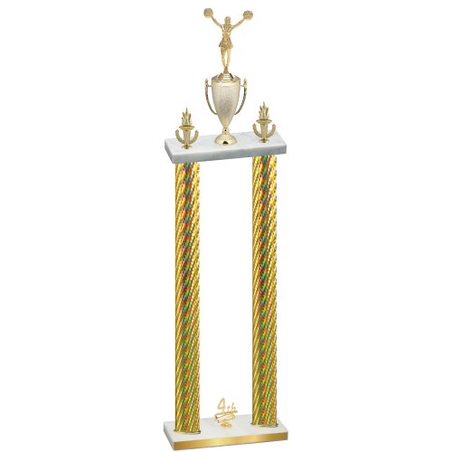Double Gold Carbon Fiber Fourth Place Cheerleading Trophy