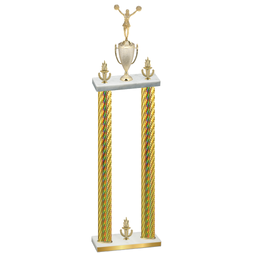 Double Gold Carbon Fiber Victory Cheerleading Trophy