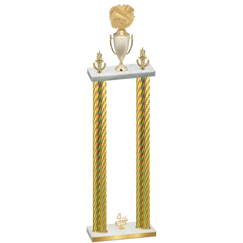 Double Gold Carbon Fiber Fourth Place Cheerleading Trophy
