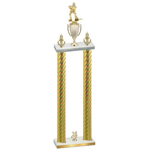 Double Gold Carbon Fiber Year Hockey Trophy