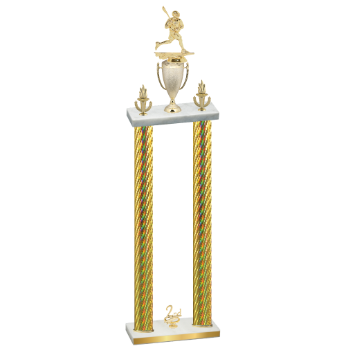 Double Gold Carbon Fiber Second Place Lacrosse Trophy
