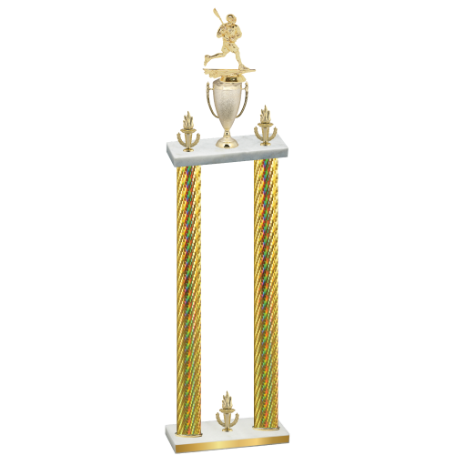 Double Gold Carbon Fiber Victory Lacrosse Trophy