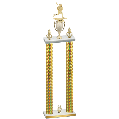 Double Gold Carbon Fiber Year Lacrosse Trophy