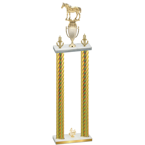 Double Gold Carbon Fiber Fourth Place Horses Trophy